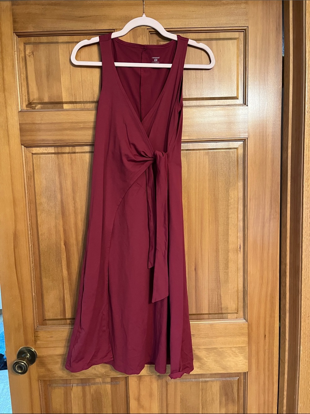Patagonia Sleeveless Wrap Midi Dress in Burgundy